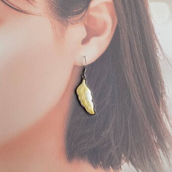 羽根 【Gold】七宝焼イヤリング・ピアス 純銀胎七宝の画像