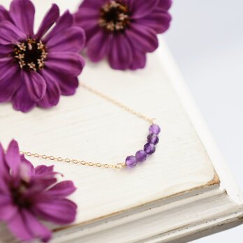 【14kgf ネックレス】アメジスト 紫 天然石・2月誕生石 古希祝いや喜寿祝いにも