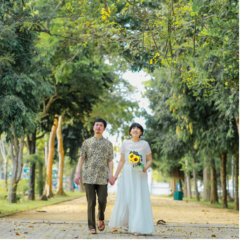 実例写真！パーティードレス ツーピース 流れる透け花レース ロング ふんわりシフォン 前撮り 挙式の画像