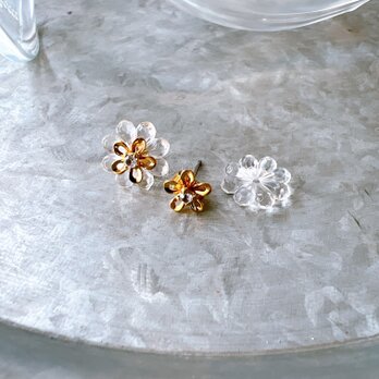 PA314-【 AVON 】エイボン・ヴィンテージピアス Flower Rhinestone  Convertibleの画像