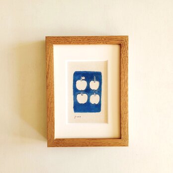 原画「りんご」※木製額縁入り（2Lサイズ）水彩 ・イラスト・ドローイング・北欧インテリア・送料無料