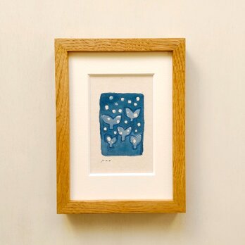 「芽吹き2」原画 イラスト ※木製額縁入り（2Lサイズ）水彩 ドローイング インテリアアート