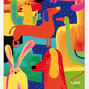 Land　動物　送料無料 　イラスト　たのしくなるお部屋へ　ポスター　アートポスター　アートsei検索新着順　3484の画像