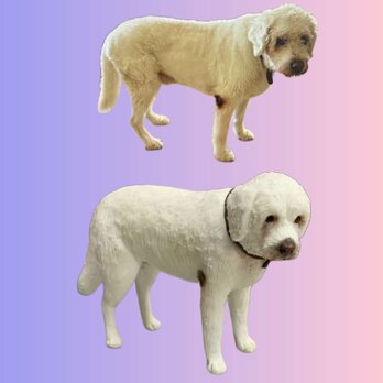 【受注作製】ペットギフト うちの子 写真入り 犬人形 フィギュア、名入れ 愛犬 肖像画 似顔絵❤ペットロス、誕生日、記念日の画像
