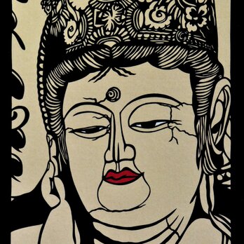 切り絵「如意輪観音」の画像