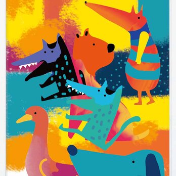 Wow　動物　送料無料 　イラスト　たのしくなるお部屋へ　ポスター　アートポスター　アートsei検索新着順　3485の画像