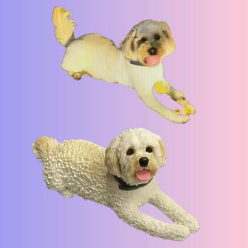 【受注作製】ペットギフト うちの子 写真入り 犬人形 フィギュア、名入れ 愛犬 肖像画 似顔絵❤ペットロス、誕生日、記念日の画像