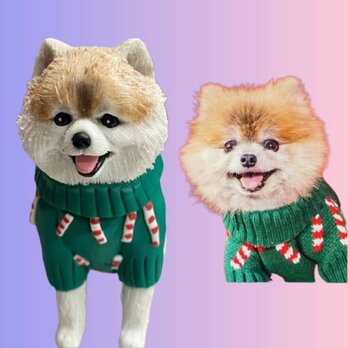 【受注作製】ペットギフト うちの子 写真入り 犬人形 フィギュア、名入れ 愛犬 肖像画 似顔絵❤ペットロス、誕生日、記念日の画像