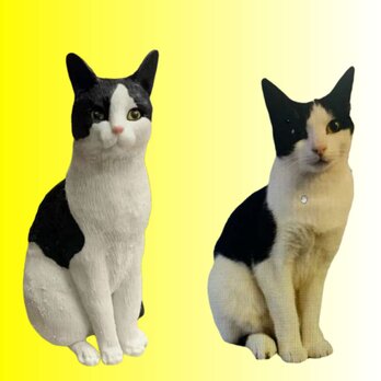 【受注作製】ペットギフト うちの子 写真入り 猫人形 フィギュア、名入れ 愛猫 肖像画 似顔絵❤ペットロス、誕生日、記念日の画像
