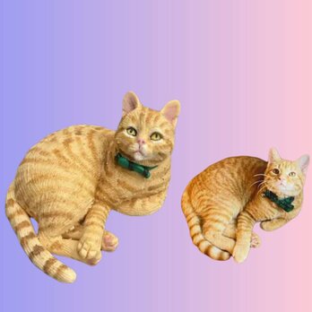 【受注作製】ペットギフト うちの子 写真入り 猫人形 フィギュア、名入れ 愛猫 肖像画 似顔絵❤ペットロス、誕生日、記念日の画像