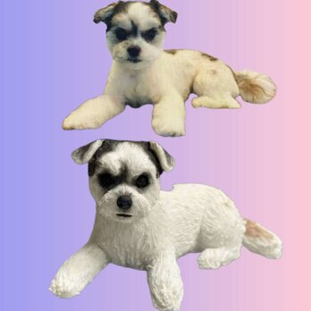 【受注作製】ペットギフト うちの子 写真入り 犬人形 フィギュア、名入れ 愛犬 肖像画 似顔絵❤ペットロス、誕生日、記念日の画像