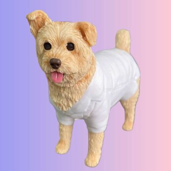 【受注作製】ペットギフト うちの子 写真入り 犬人形 フィギュア、名入れ 愛犬 肖像画 似顔絵❤ペットロス、誕生日、記念日の画像
