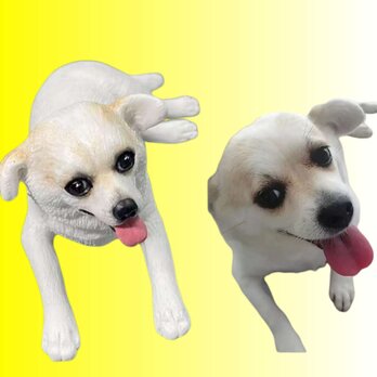 【受注作製】ペットギフト うちの子 写真入り 犬人形 フィギュア、名入れ 愛犬 肖像画 似顔絵❤ペットロス、誕生日、記念日の画像