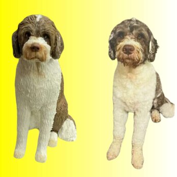 【受注作製】ペットギフト うちの子 写真入り 犬人形 フィギュア、名入れ 愛犬 肖像画 似顔絵❤ペットロス、誕生日、記念日の画像