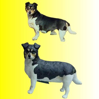 【受注作製】ペットギフト うちの子 写真入り 犬人形 フィギュア、名入れ 愛犬 肖像画 似顔絵❤ペットロス、誕生日、記念日の画像