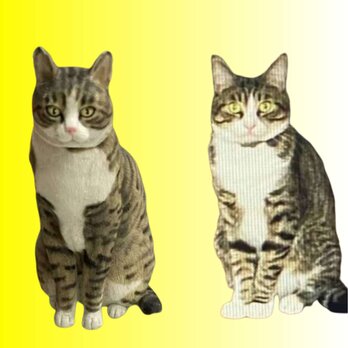 【受注作製】ペットギフト うちの子 写真入り 猫人形 フィギュア、名入れ 愛猫 肖像画 似顔絵❤ペットロス、誕生日、記念日の画像
