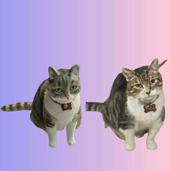 【受注作製】ペットギフト うちの子 写真入り 猫人形 フィギュア、名入れ 愛猫 肖像画 似顔絵❤ペットロス、誕生日、記念日の画像