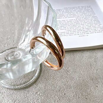P655-ヴィンテージピアス U.S.A. 1980s Champagne Pink Hoopの画像