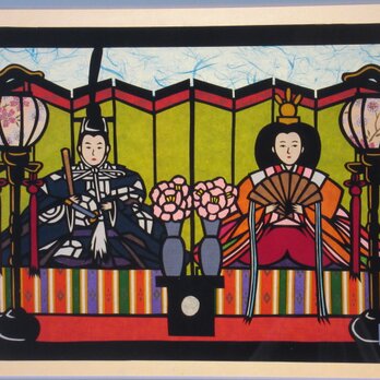 愛妻雛　　　組子と切り絵のコラボ　　　　　参考作品　　　　非売品の画像