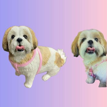 【受注作製】ペットギフト うちの子 写真入り 犬人形 フィギュア、名入れ 愛犬 肖像画 似顔絵❤ペットロス、誕生日、記念日の画像