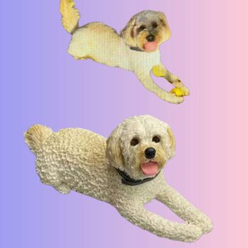 【受注作製】ペットギフト うちの子 写真入り 犬人形 フィギュア、名入れ 愛犬 肖像画 似顔絵❤ペットロス、誕生日、記念日の画像