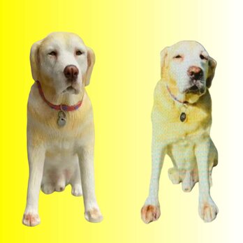 【受注作製】ペットギフト うちの子 写真入り 犬人形 フィギュア、名入れ 愛犬 肖像画 似顔絵❤ペットロス、誕生日、記念日の画像