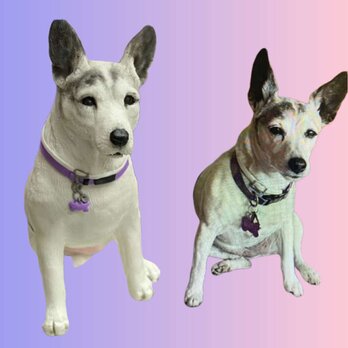 【受注作製】ペットギフト うちの子 写真入り 犬人形 フィギュア、名入れ 愛犬 肖像画 似顔絵❤ペットロス、誕生日、記念日の画像