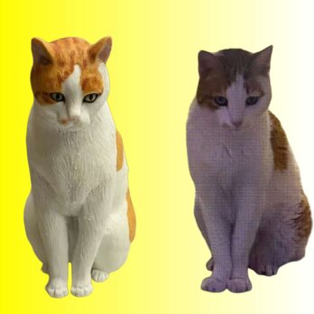 【受注作製】ペットギフト うちの子 写真入り 猫人形 フィギュア、名入れ 愛猫 肖像画 似顔絵❤ペットロス、誕生日、記念日の画像