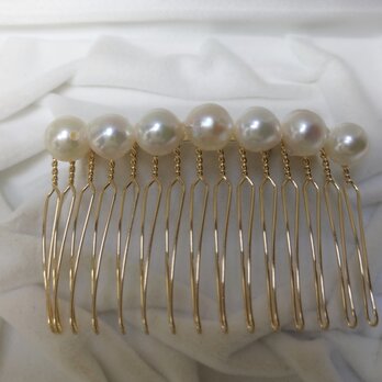 あこや真珠（日本産）のヘアコーム（ショート）