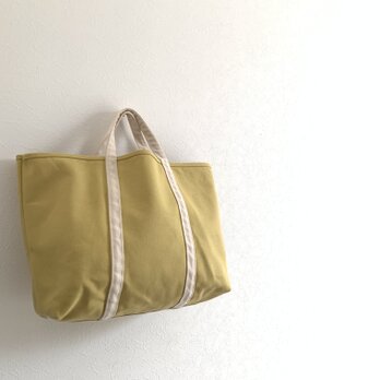 受注制作】帆布　BASIC TOTE(M)  スイートポテト×生成りの画像
