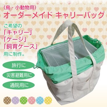 春・夏用 インコ 通院 帆布 バッグ（鳥・小動物用）オーダーメイド キャリーバッグ ○通院用 ○災害避難用 ○旅行用の画像