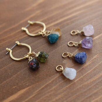 8種類の天然石から選べる✨フープピアス（イヤリング）＆チャームセットの画像