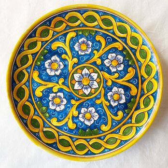 絵皿 26cm  GEO037 マヨリカ焼き イタリア陶器　シチリアの画像