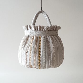 ribbon linen maru bag [beige]の画像