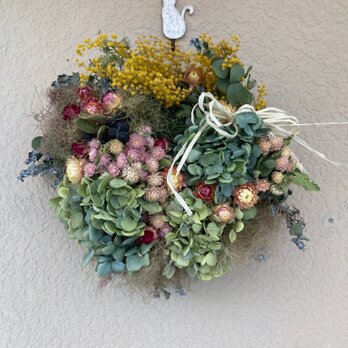 母の日　紫陽花の可愛いリースの画像