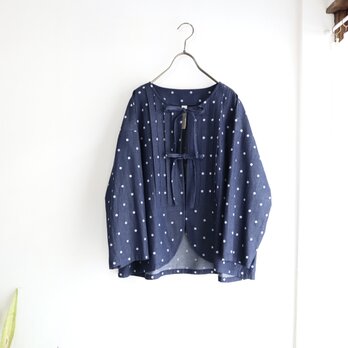 front tuck ribbon jacket (indigo dot)の画像