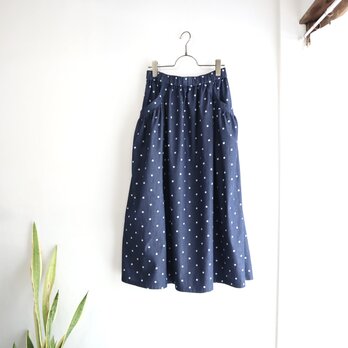 gather pocket skirt (indigo dot)の画像