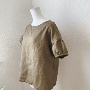 リネンM sizeパフ袖ブラウスの画像