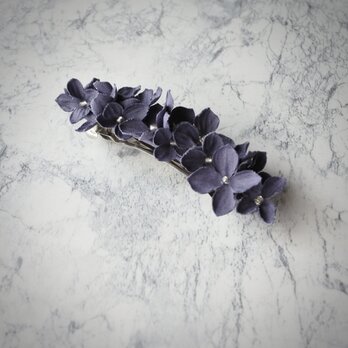 布花紫陽花＊ブロードのバレッタ スミレ色 5-042の画像