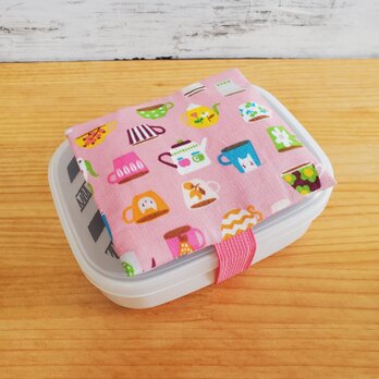 お弁当に！保冷剤ケース付きお弁当箱ゴムバンド ランチベルト ティーカップの画像
