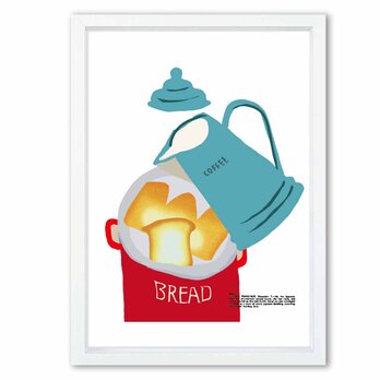 朝食　パン　キッチン　送料無料 　イラスト　たのしくなるお部屋　ポスター　アートポスター　アートsei検索新着順　3457の画像