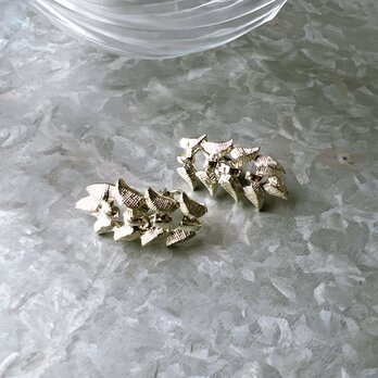 Y1114-ヴィンテージイヤリング U.S.A. 1960〜70s Silver Tone Botanical Motifの画像