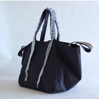 2way tote bag (black gray & light blue)の画像