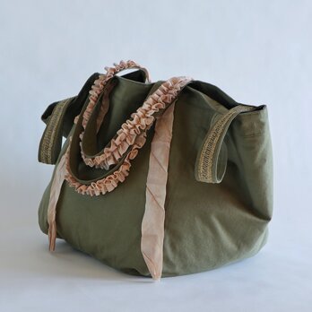 2way tote bag (khaki & milk tea)の画像