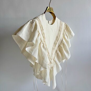European linen scarf collar (white race) "c"の画像