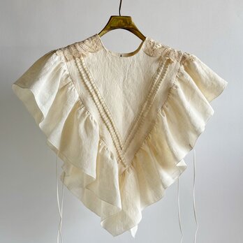 European linen scarf collar (white race) "a"の画像