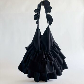 frill shoulder bag (black)の画像