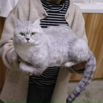 【受注作製】羊毛フェルト、うちの子、猫ぬいぐるみ、フェルト猫、ペットの肖像画、犬猫人形、トイプードル、ペットロス、うちのこ記念日の画像
