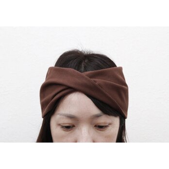 ヘアバンドのようなターバン（ チョコレートブラウン ）優しく温かい質感 幅広の画像