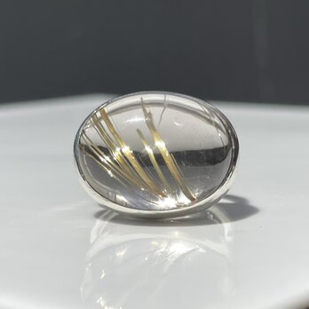 ルチルクォーツ　ボリューミーな石　オーバルカボション　24ct　シルバーSV925リングの画像